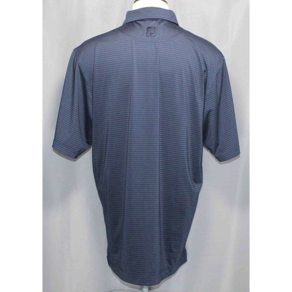 FootJoy FJ Navy Striped Golf Polo Shirt Men's Size Large Embroidered Chest - Picture 3 of 5